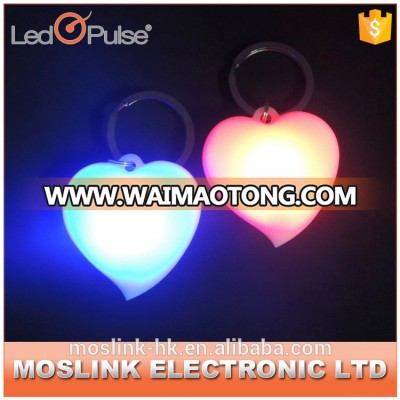 LED Heart Beat Flashing Light up Keychain with Motion Sensor Light function Key finder