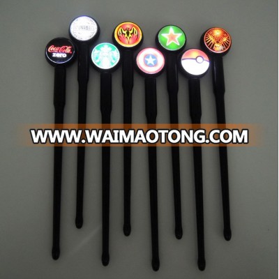 Led flashing light motion sensor colored plastic ABS LED cocktail stirrer