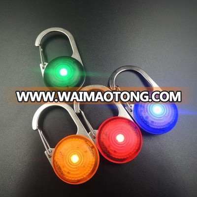 Led Pulse super bright custom plastic round led Carabiner motion activated led keychain with led light